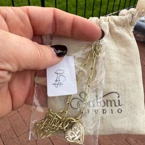 Brass and enamel Heart Pendant Necklace